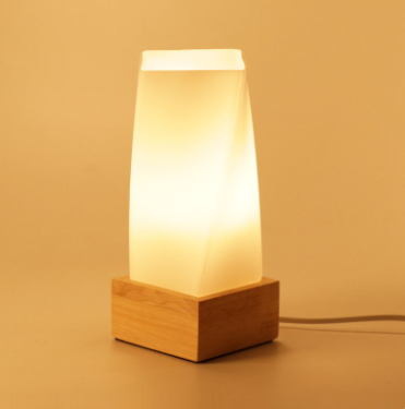 Twisted glass cover wood night light