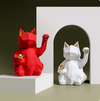 Geometric Lucky Cat Figurines